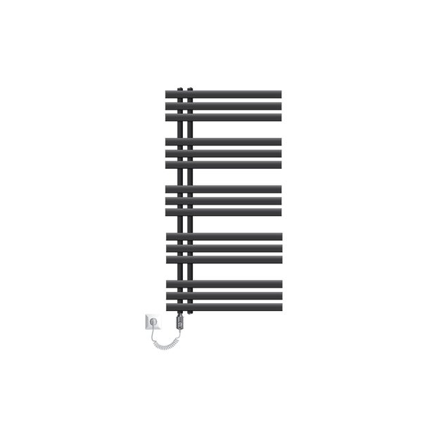 ECD Germany Iron EM Design Badheizkörper Elektrisch mit Heizstab 1200 W - 600 x 1200 mm - Anthrazit - Designheizkörper Paneelheizkörper Heizkörper Handtuchwärmer Handtuchtrockner