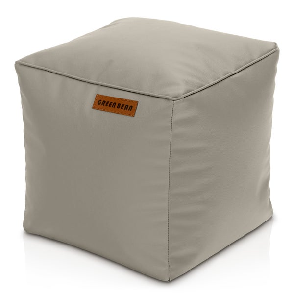Würfelförmiger Sitzhocker mit Green Bean Logo