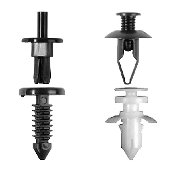 Verschiedene Befestigungsclips aus Kunststoff