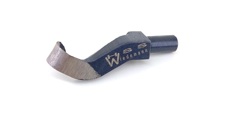 Drechselwerkzeug Wiedemann HSS gr. gekröpfter Ausdrehhaken und Universalhalter Ø 16mm mit Heft