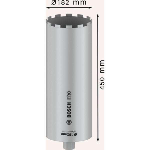 Bohrkrone mit 182 Millimeter Durchmesser und 450 Millimeter Länge