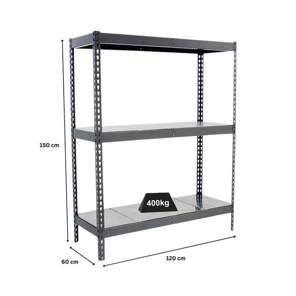 PROREGAL Schwerlastregal Mid Metal Yeti Three HxBxT 150 x 120 x 60 cm Fachlast 400 kg Grau