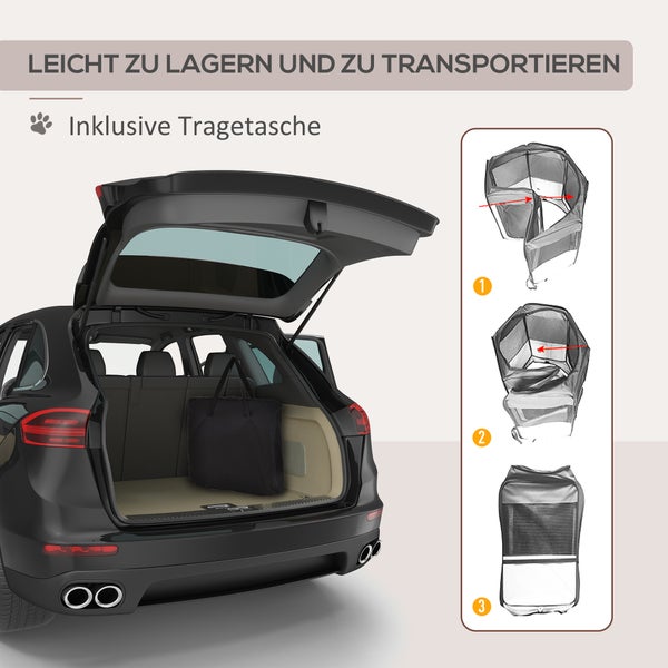 PawHut Hundelaufstall, Ø120 x H58 cm, Oxford-Gewebe, Stahl, Schwarz + Creme-Weiß