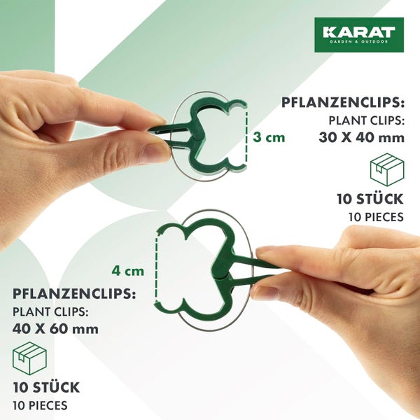 FLOORDIREKT Pflanzennetz-Set Mina - Gartenbedarf - Rankhilfen - aus grünem Kunststoff - mit großem Netz - 2 x 5 m - 42-teilig