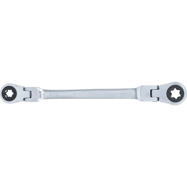 BGS Doppel-Ratschen-Ringschlüssel abwinkelbar mit E-Profil Ringköpfen SW E10 x E12 - 71028-10X12