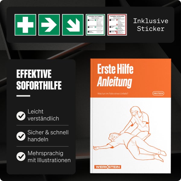 Erste Hilfe Kasten Small mit Inhalt nach DIN 13157 I Verbandskasten Betrieb inkl. praktischer Wandhalterung & 5x Aufkleber I Verbandskasten DIN 13157 für Betriebe, Einrichtungen & Zuhause