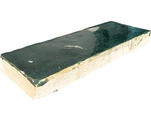 Handgefertigte Fliese Zellige Bejmat 36 vert bouteille 5x15cm glänzend