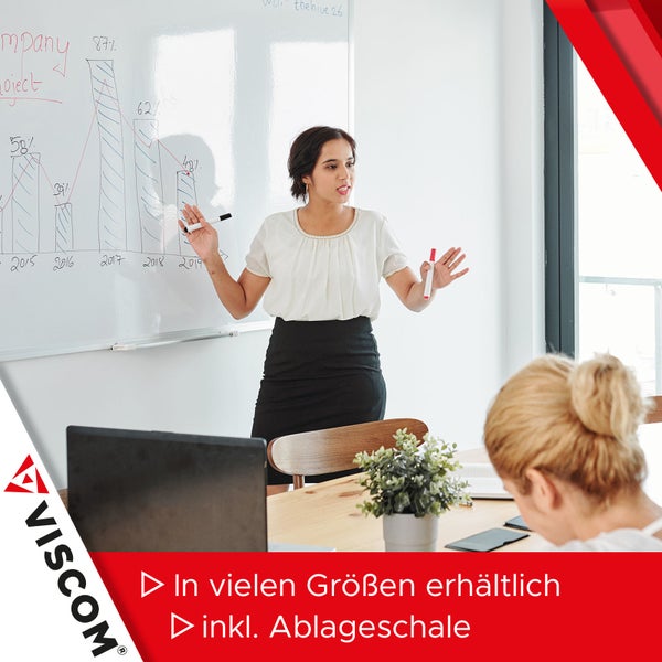 VISCOM Whiteboard magnetisch - 30 x 40 cm - Magnettafel für Büro & Zuhause - Magnetwand kratzfest & beschreibbar - mit Aluminium-Rahmen - für Hoch- und Querformat