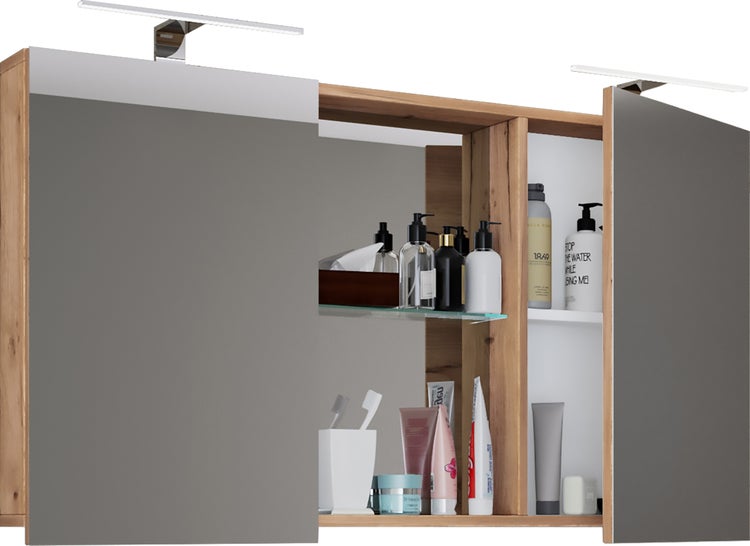 Breiter Spiegelschrank Spiegel Budasi mit Ablage