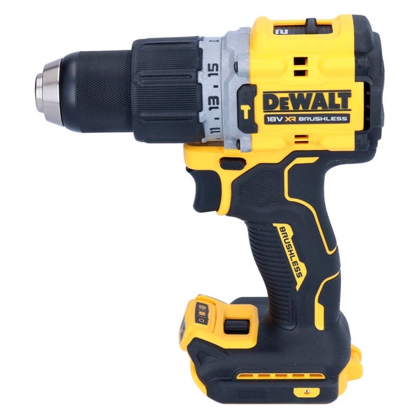 DeWalt Akku-Schlagbohrschrauber 18 Volt bürstenlos, Sologerät ohne Akku in der Seitenansicht.