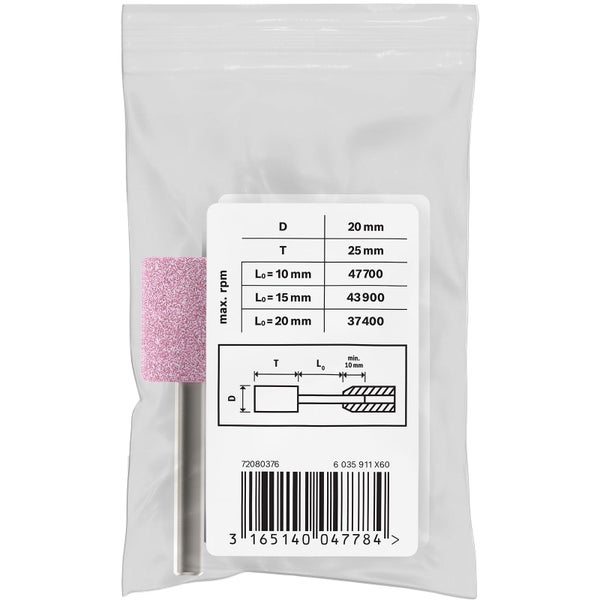 Schleifstift im Kunststoffbeutel mit Größenangaben