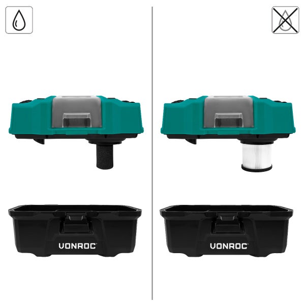 VONROC Tragbarer Staubsauger 20V | Inkl. Zubehör, Akku und Schnellladegerät