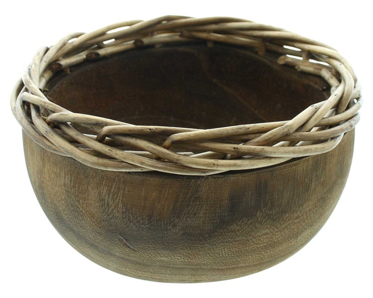 FRANK FLECHTWAREN | Schale Flechtrand, rund, PAULOWNIA, WEIDE, Ø 20 x 10 cm