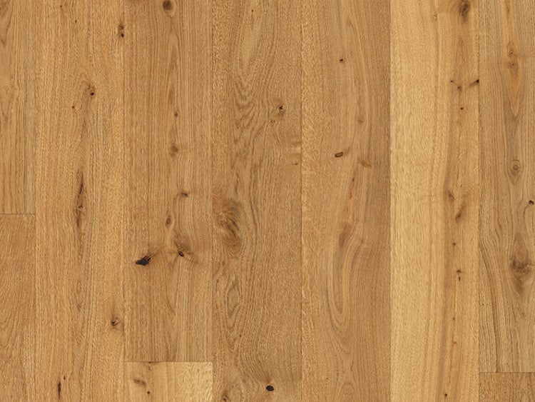 Parkett Landhausdiele Eiche mit natürlicher Holzmaserung und vereinzelten Astlöchern.