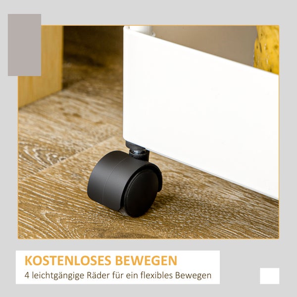 HOMCOM Rollwagen, Küchenwagen mit 4 Ebenen, Aufbewahrungsregal mit Rollen, Servierwagen mit Bremsen, Küchenregal für Schlafzimmer, Küche, Wohnzimmer, Kunststoff, Weiß, 40 x 19 x 90 cm