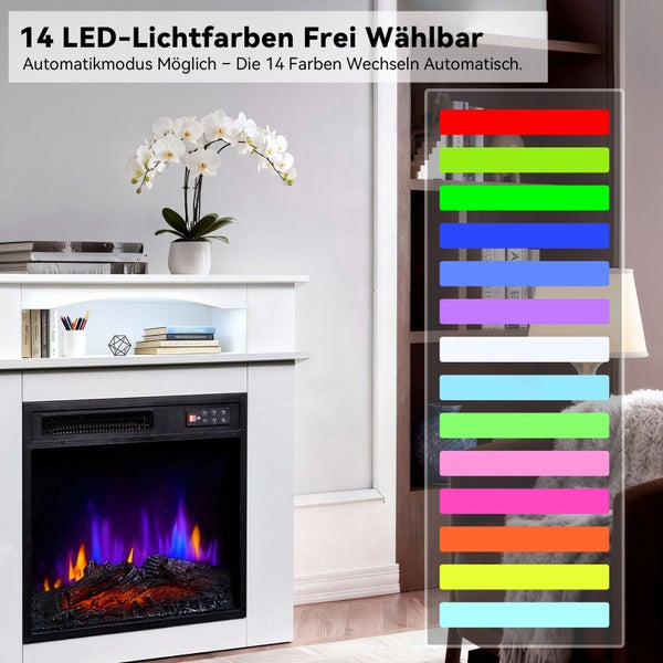 Dekorativer Elektrokamin mit 14 LED-Lichtfarben zur freien Auswahl