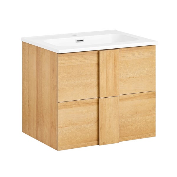 Waschtischunterschrank mit zwei Schubladen und Aufsatzwaschbecken