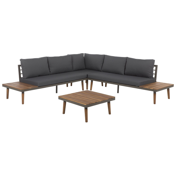 Garten Ecksofa mit Tisch 5-Sitzer CORATO Akazienholz Grau