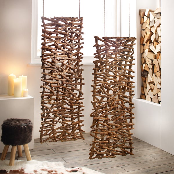 FRANK FLECHTWAREN | Holzdeko Rustikal, RATTAN, RATTAN, ca. 40 x 108 cm