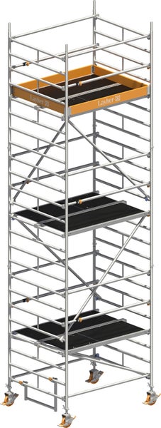 Layher Fahrgerüst mit mehreren Plattformen und Rädern