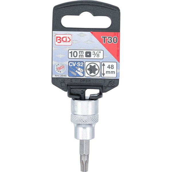 BGS T30 Schraubendreher Bit mit 10 Millimeter Vierkant Aufnahme und 3/8 Zoll Antrieb