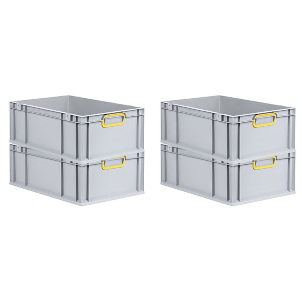 PROREGAL Spar Set 4x Eurobox Nextgen Color HxBxT 22 x 40 x 60 cm 44 Liter Griffe Gelb Geschlossen Verstärkter Boden Eurobehälter Transportbox