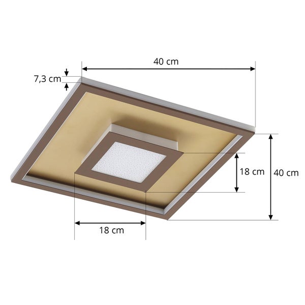 Lindby LED Deckenleuchte Pekela dimmbar mit Leselampe (Modern) in Braun aus Aluminium (1 flammig, ) - Lampe Deckenlampe Wohnzimmerleuchte