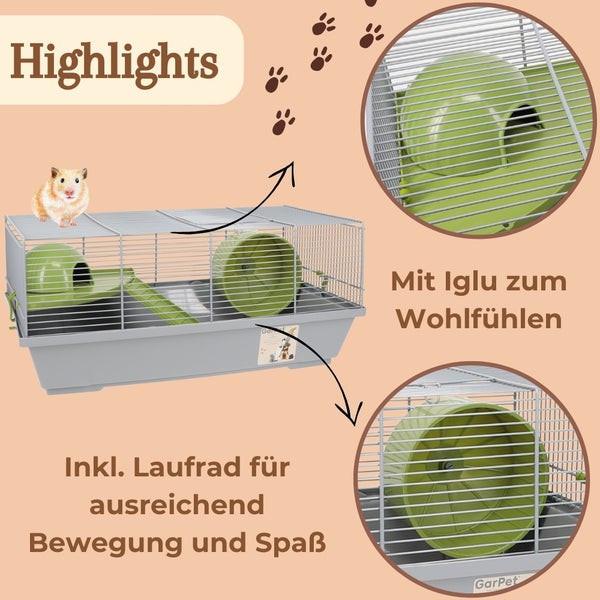 Mäusekäfig Hamsterkäfig Nagerkäfig Schlafhaus Laufrad Etage Rampe