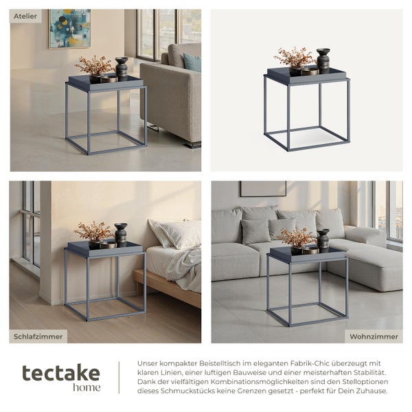 Beistelltisch tectake Cambridge 40 x 40 x 44 cm Stahl dunkelgrau