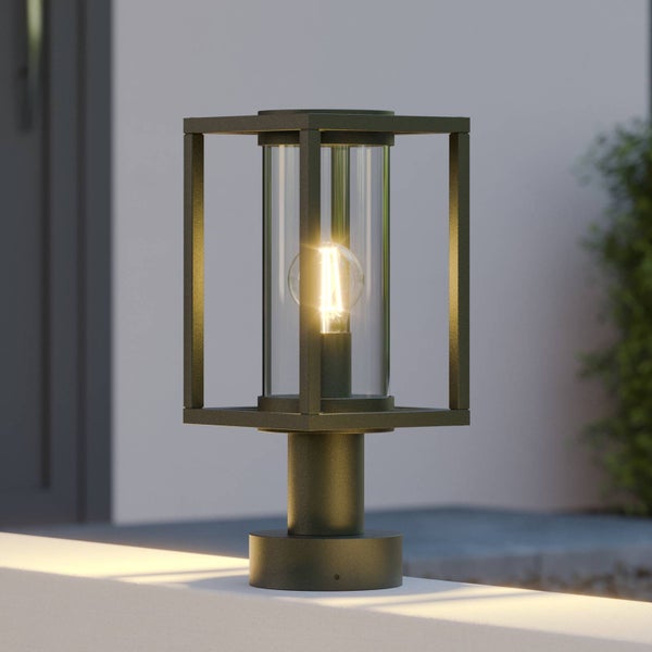 Lucande Außenleuchte Ferda (spritzwassergeschützt (Modern) in Schwarz aus Aluminium (1 flammig, E27) - Wegeleuchte Pollerleuchte Wegelampe Sockelleuchte