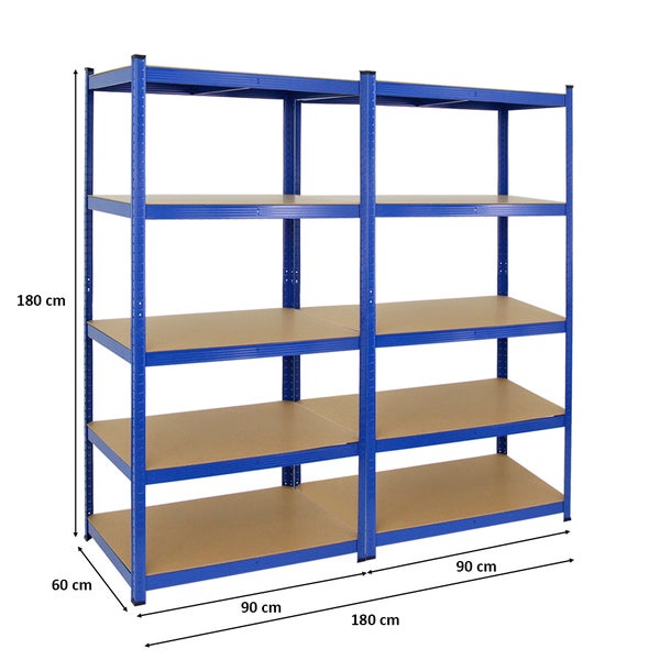 PROREGAL Mega Deal 2x Schwerlastregal Taurus HxBxT 180 x 90 x 60 cm Fachlast 175 kg Blau