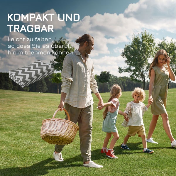 Outsunny Outdoor-Teppich, wasserdicht, mit doppelseitigem Design, für Terrasse, Balkon, Camping,  121 x 182 cm, Kunststoff, Hellgrau+Weiß