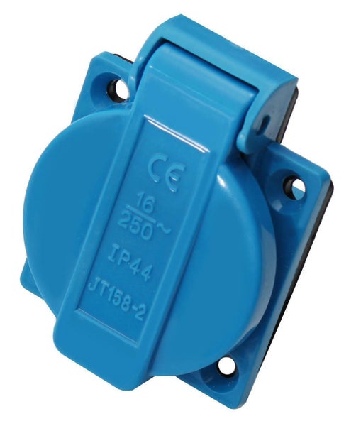Aufputz Schutzkontakt Steckdose mit Klappdeckel für Feuchträume 16 Ampere 250 Volt IP44