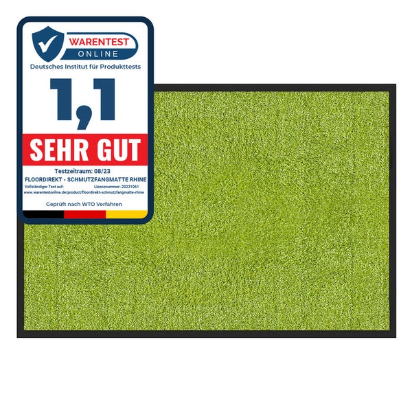 FLOORDIREKT Fußmatte Rhine - Unicolor - Schmutzfangmatte für Innen & Außenbereiche - Limone - 90 x 150 cm