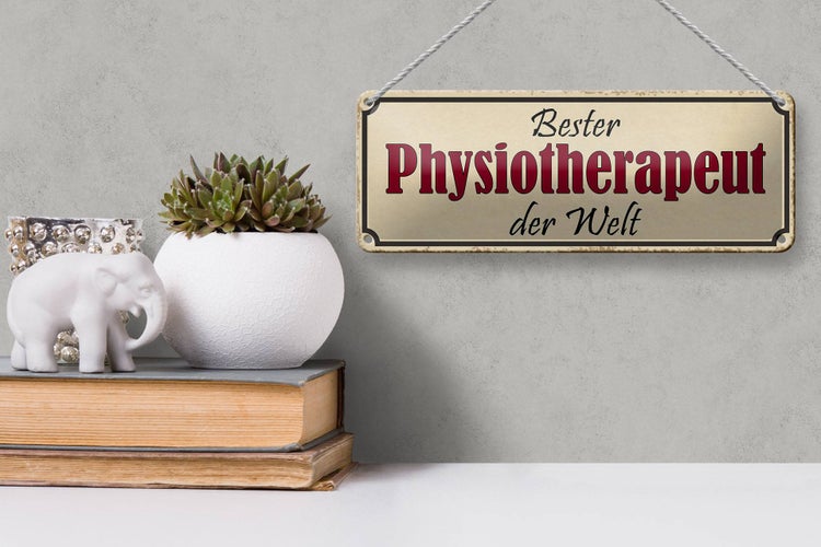 Blechschild Spruch 27x10cm bester Physiotherapeut der Welt Dekoration