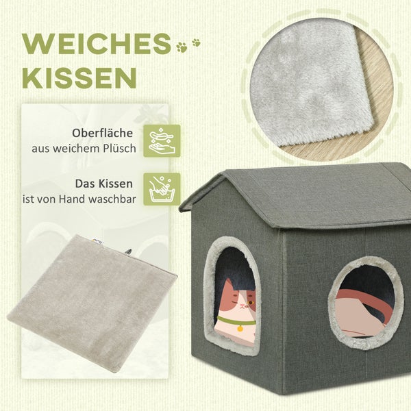 Weiches Kissen für ein Katzenhaus, Oberfläche aus Plüsch, Handwäsche möglich