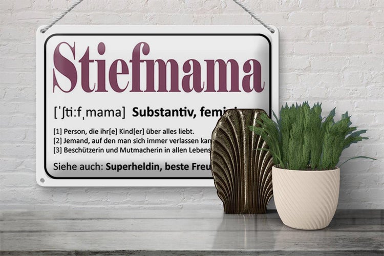 Blechschild Spruch 30x20cm Stiefmama Superheldin Freundin
