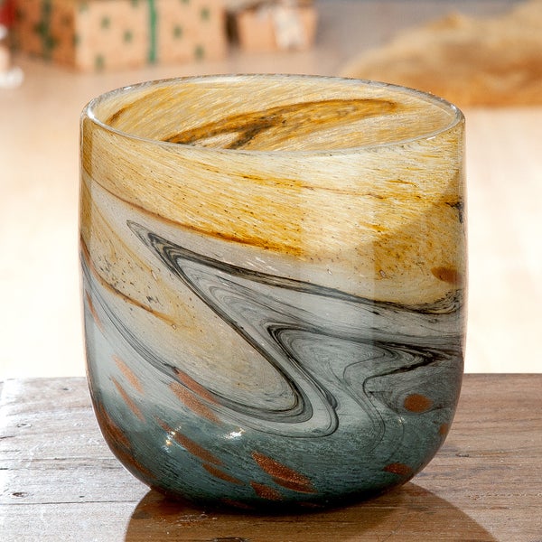 Vase GILDE Höhe 16,5 cm blau, braun Glas