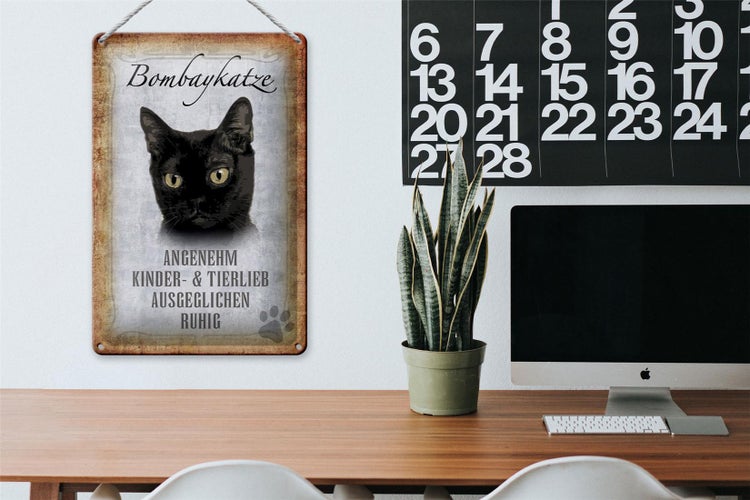 Blechschild Spruch 20x30cm Bombaykatze Katze Schild