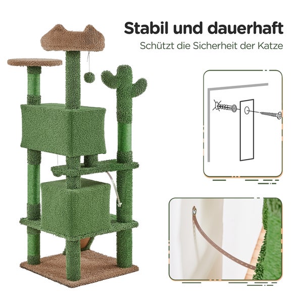Katzenkratzbaum mit zwei Boxen, Liegeflächen und Sisalstämmen