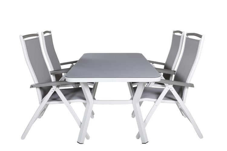 Virya Gartenset Tisch 90x160cm und 4 Stühle 5posG Albany weiß, grau. 90 X 160 X 74 cm