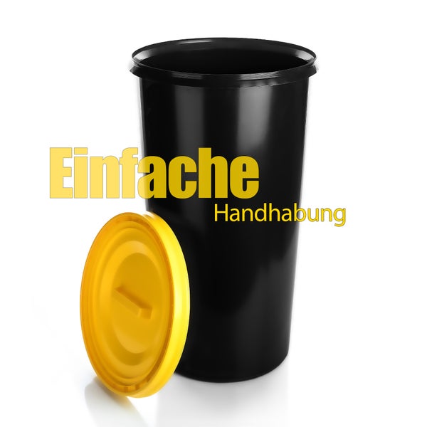 BigDean wetterfeste Universaltonne 60L mit luftdicht verschließbarem Deckel in Gelb – auch als Mülleimer –  Futtertonne oder Mülltonne geeignet – Innen + Außen geeignet – Made in Germany