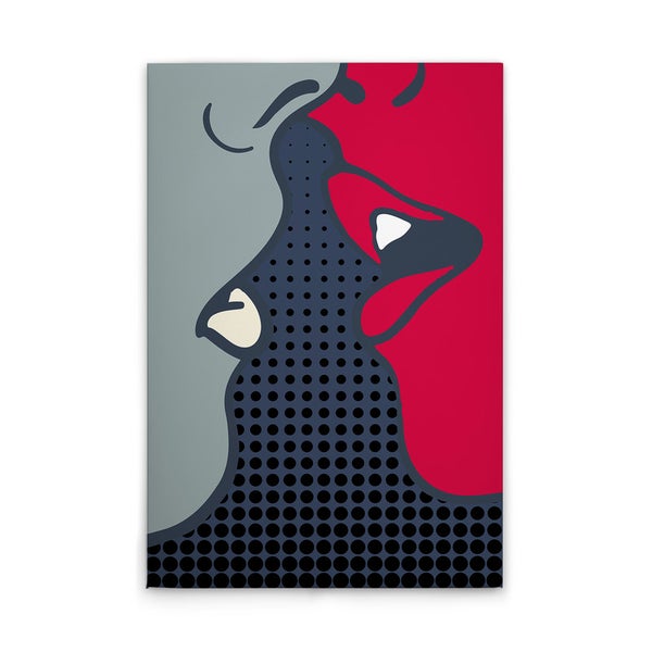 Grafisches Wandbild mit abstraktem Kussmotiv