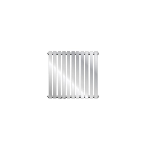 LuxeBath Designheizkörper Stella Horizontal 640 x 600 mm Chrom, Mittelanschluss inkl. Anschlussgarnitur mit Thermostat Durchgangsform Bodenanschluss, Bad Heizkörper Paneelheizkörper Badheizkörper