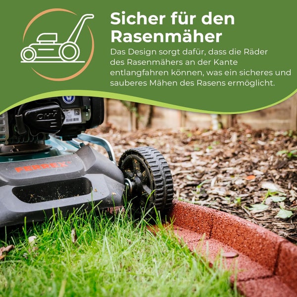 FlexiBorder (Terrakotta, 6 Meter) - flexible Rasenkante, Komplettset, biegbar bis 70°, recycelte Rohstoffe, speziell geeignet für kinderfreundliche Gärten, wetterfest, rasenmäherfreundlich, einfache Installation