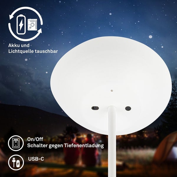 Briloner Estate LED Stehlampe kabellos, Dimmbar, Touch, USB-C Aufladung, Kabellos, Weiß, 170 x Ø25 cm