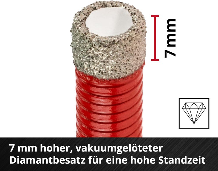 Einhell M-CASE 7-tlg. Fliesenbohrer-Set (M14 für den Trockenschnitt mit 7-mm-Diamantbesatz, hohe Standzeit, Kühlmittel bei kleinen Durchmessern inkl. Aufbewahrungsbox)