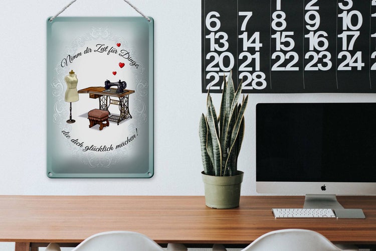 Blechschild Spruch 20x30cm Nähen macht dich glücklich