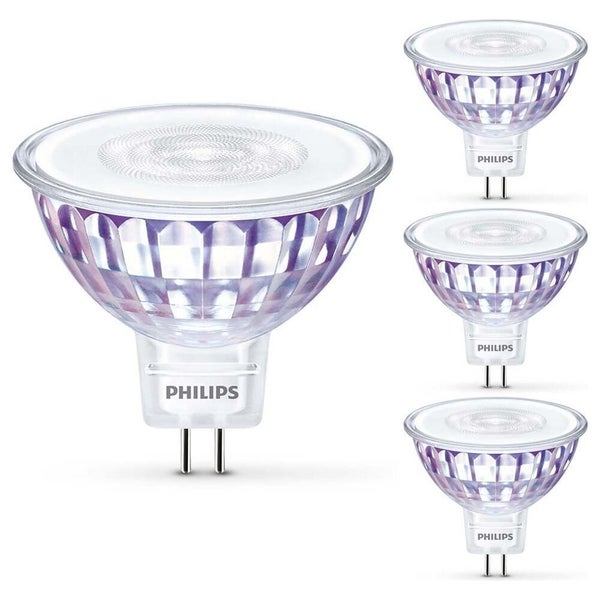 Philips LED Lampe ersetzt 50W, GU5,3 Reflektor MR16, warmweiß, 621 Lumen, nicht dimmbar, 4er Pack