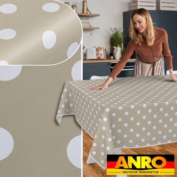 Tischdecke mit Punktmuster in Küche, Anro Deutsche Manufaktur Logo